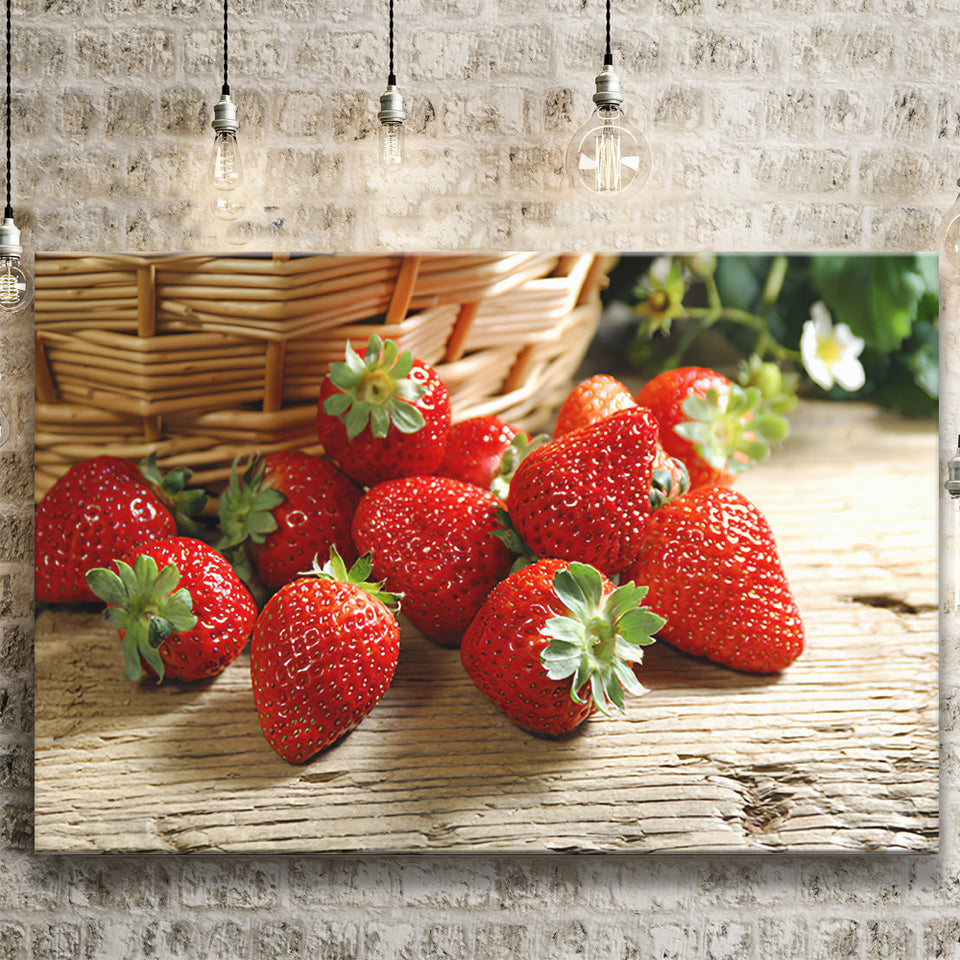 Basket Of Strawberry Canvas Prints Wall Art - Painting Canvas, Wall Decor, Canvas Art, For Sale