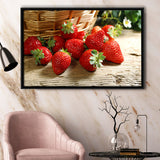 Basket Of Strawberry Framed Canvas Prints Wall Art - Painting Canvas, Wall Decor, Canvas Art, Floating Frame