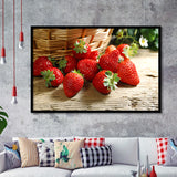 Basket Of Strawberry Framed Art Prints Wall Decor - Painting Prints, Wall Art, Framed Picture, Black Frame