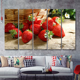 Basket Of Strawberry 5 Pieces B Canvas Prints Wall Art - Painting Canvas, Multi Panel, Wall Decor, Canvas Art