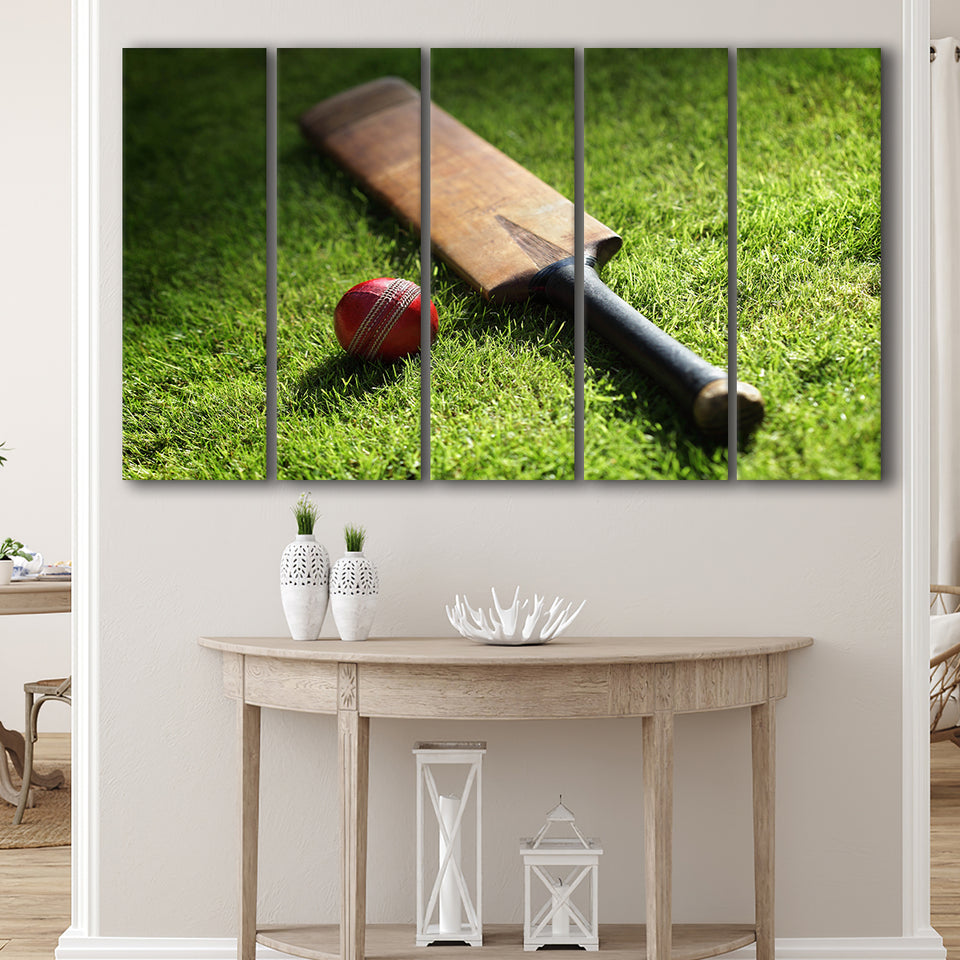 Bat and Ball Cricket, Stadium Canvas, Sport Art, Gift for him, Multi Panels B, Canvas Prints Wall Art Decor