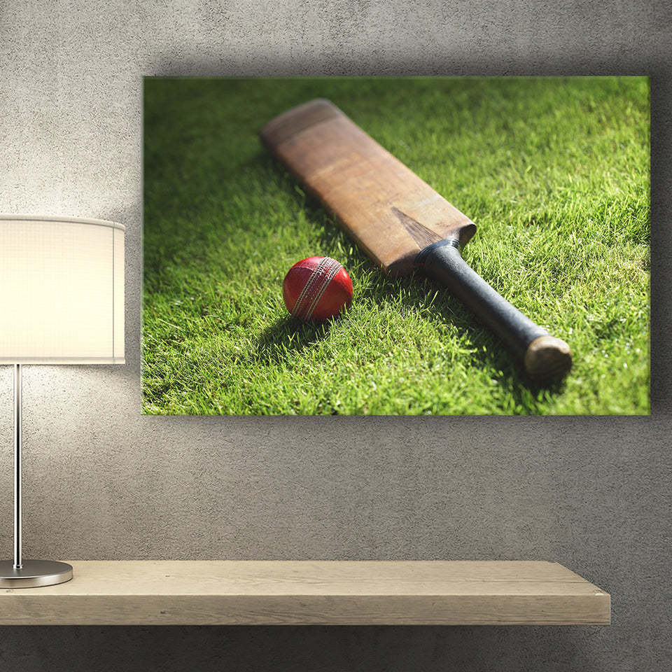 Bat and Ball Cricket, Stadium Canvas, Sport Art, Gift for him, Fan Gift, Canvas Prints Wall Art Decor