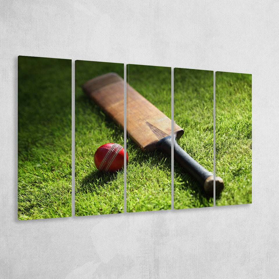 Bat and Ball Cricket, Stadium Canvas, Sport Art, Gift for him, Multi Panels B, Canvas Prints Wall Art Decor