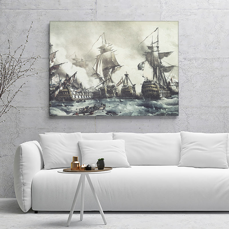 Battle Of Trafalgar October 21 1805 Engraving National Library Madrid Canvas Wall Art - Canvas Prints, Prints For Sale, Painting Canvas,Canvas On Sale