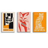 Bauhaus Ausstellung Meauhaus Cat Wall Art Print Set Set of 3 Piece Canvas Prints Wall Art Decor