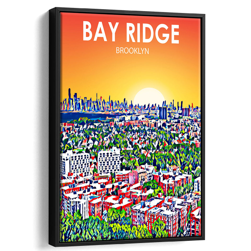 Bay Ridge Brooklyn Art, Large Canvas, Framed Canvas Print Wall Art Home Decor, Floating Frame