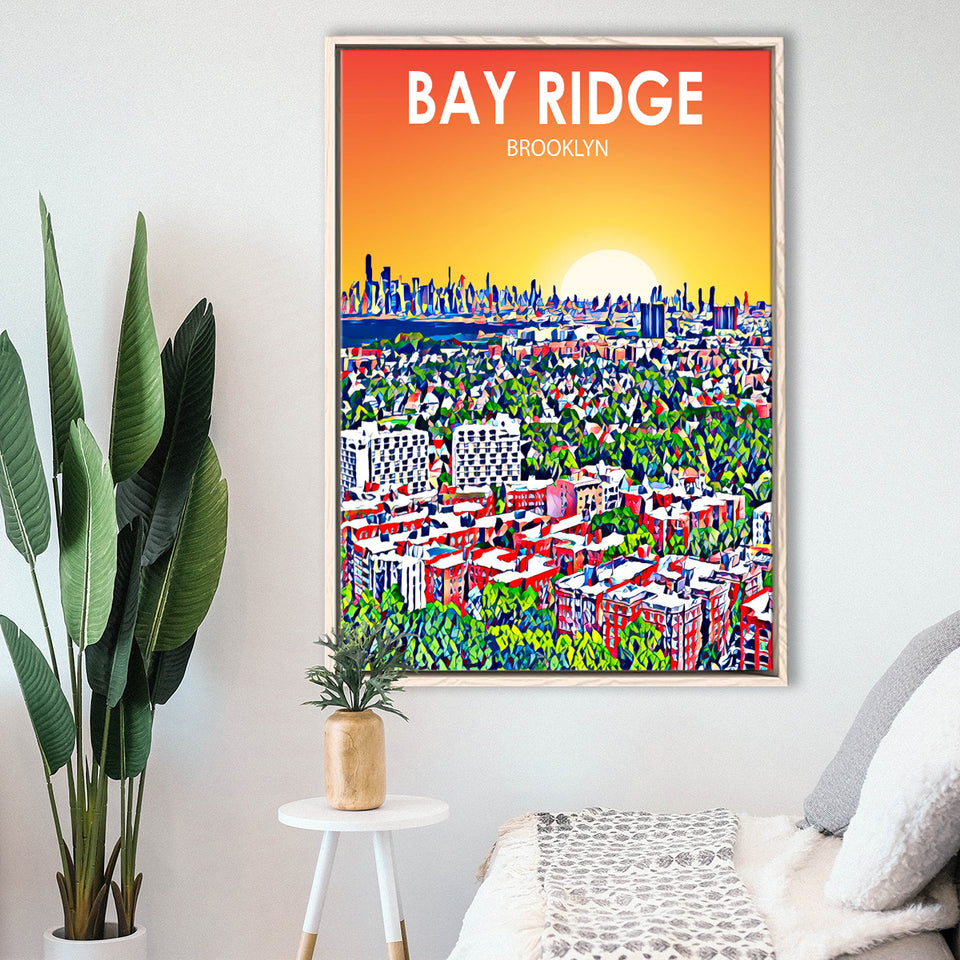 Bay Ridge Brooklyn Art, Large Canvas, Framed Canvas Print Wall Art Home Decor, Floating Frame
