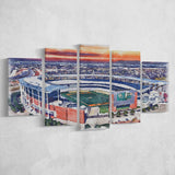 Baylor Bears McLane Stadium Watercolor, 5 Pieces, Multi Panel Canvas Prints Wall Art Decor