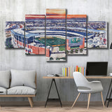Baylor Bears McLane Stadium Watercolor, 5 Pieces, Multi Panel Canvas Prints Wall Art Decor