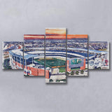 Baylor Bears McLane Stadium Watercolor, 5 Pieces, Multi Panel Canvas Prints Wall Art Decor