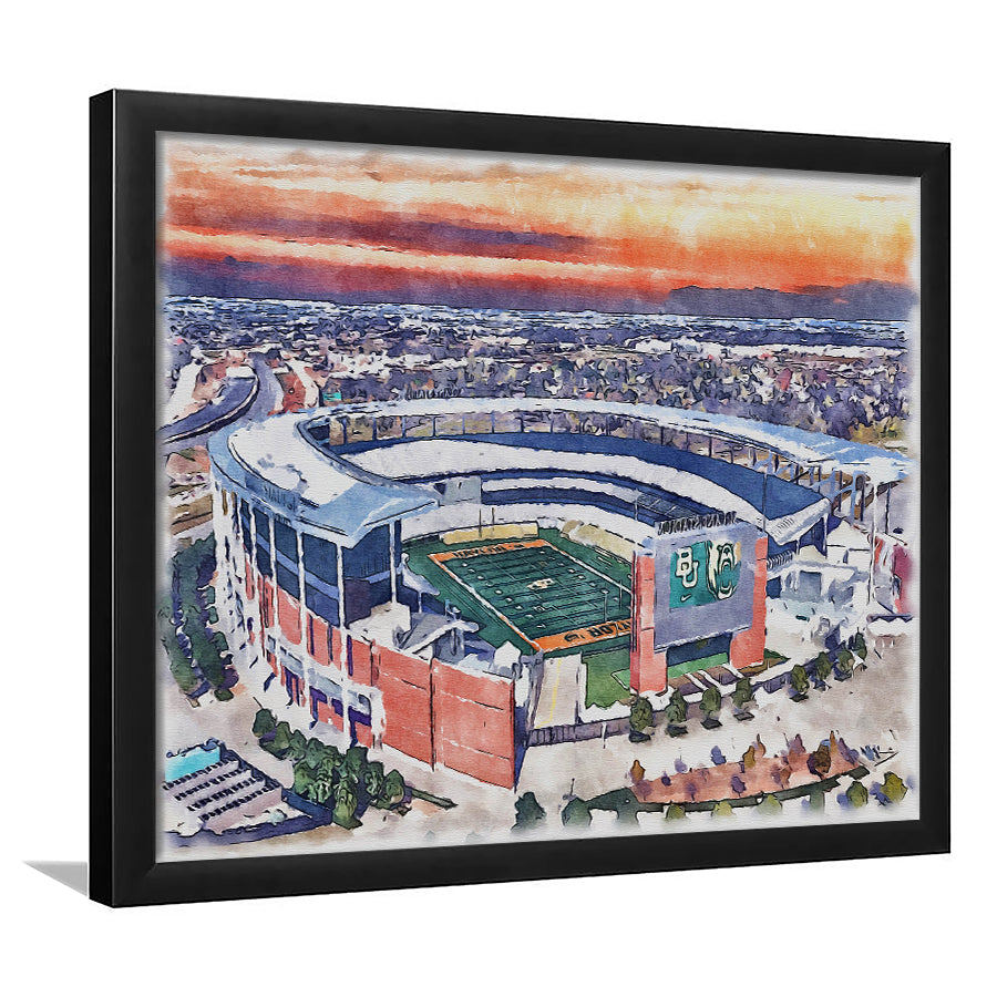 Baylor Bears McLane Stadium Watercolor, Sport Prints Fan Gift, Framed Art Prints Wall Art Decor