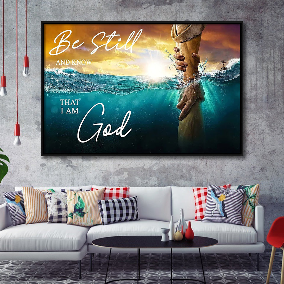 Be Still And Know That I Am God Framed Canvas Prints Wall Art - Painting Canvas, Floating Frame, Wall Decor