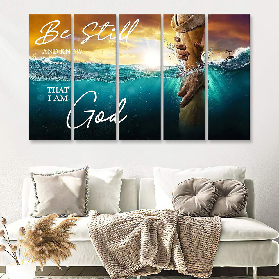Be Still And Know That I Am God 5 Pieces B Canvas Prints Wall Art - Painting Canvas, Multi Panel