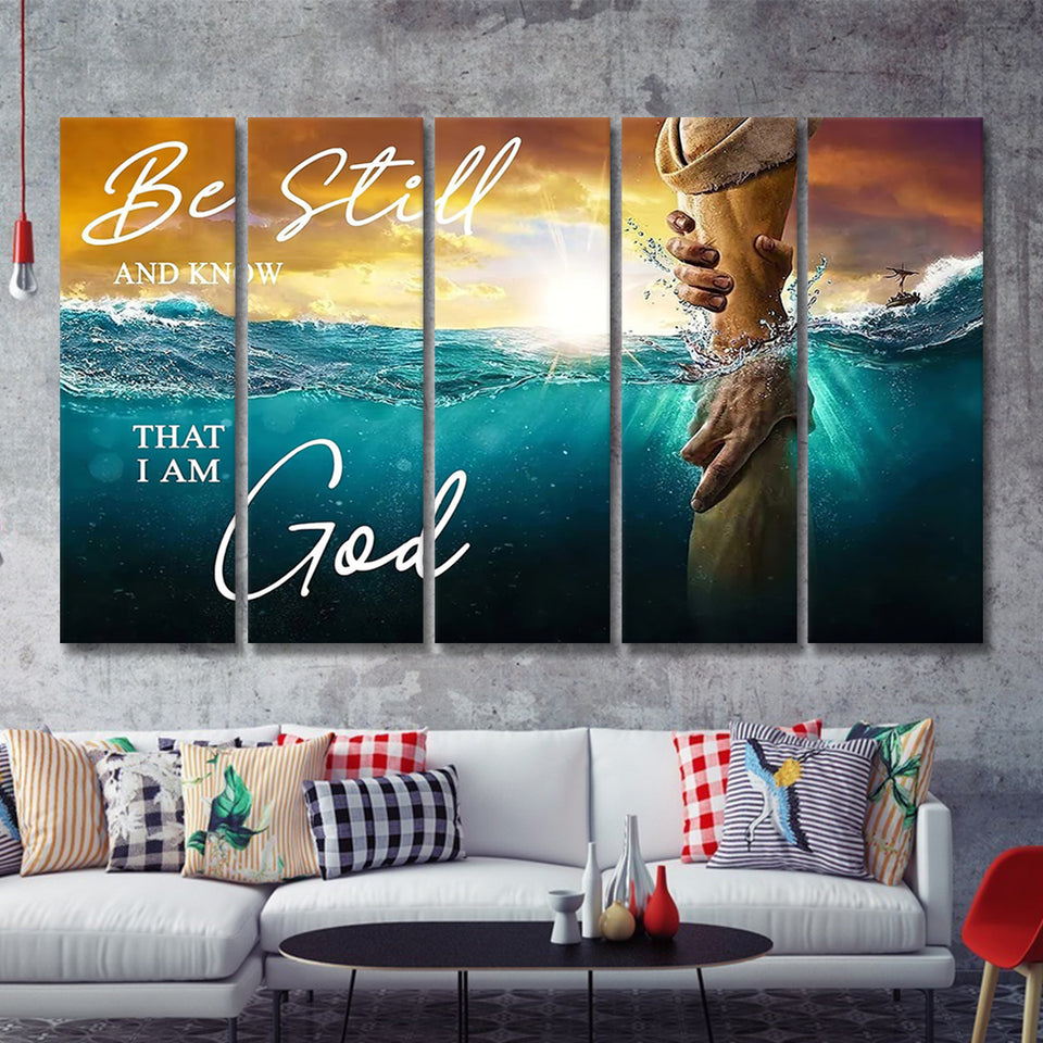 Be Still And Know That I Am God 5 Pieces B Canvas Prints Wall Art - Painting Canvas, Multi Panel