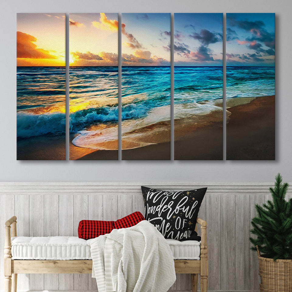 Beach 5 Piece B Canvas Prints Wall Art Decor, Multi Panels,Large Canvas, Home Decor