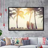 Beach Sunset Art Surfboards Framed Art Prints Wall Decor - Painting Prints, Framed Picture, Home Decor