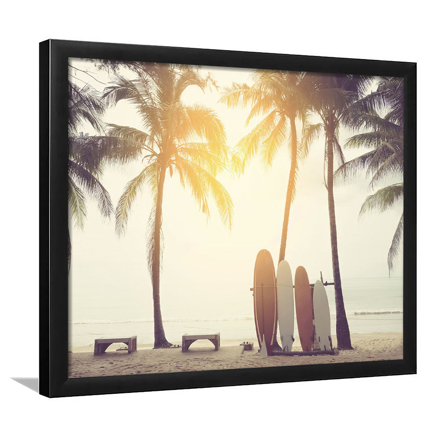 Beach Sunset Art Surfboards Framed Art Prints Wall Decor - Painting Prints, Framed Picture, Home Decor