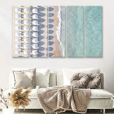 Beach With Umbrellas Painting Beach Fashion Interior 5 Piece B Canvas Prints Wall Art Decor - Painting Canvas, Multi Panels