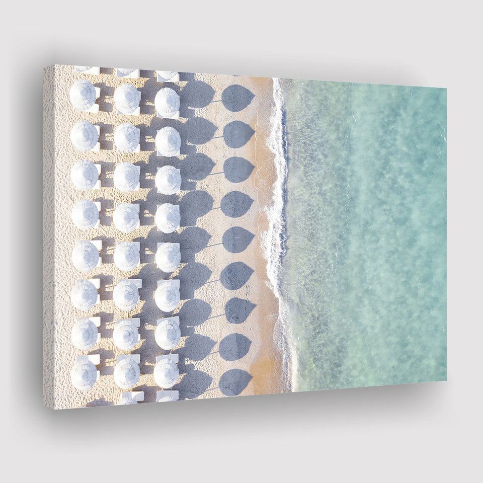 Beach With Umbrellas Painting Beach Fashion Interior Canvas Prints Wall Art Decor - Paiting Canvas, Art Prints, Wall Decor, For Sale