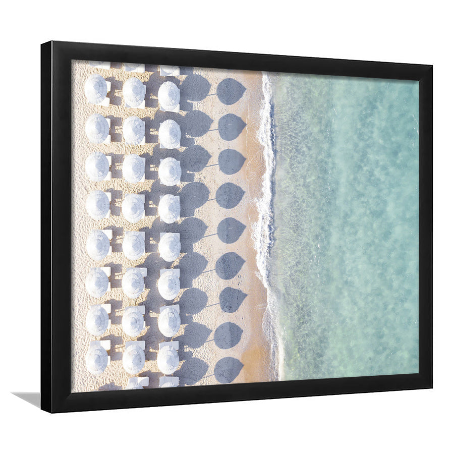 Beach With Umbrellas Painting Beach Fashion Interior Framed Art Prints Wall Decor - Painting Prints, Framed Picture, Home Decor