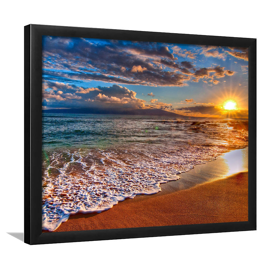 Beach Sunlight Framed Art Prints Wall Decor - Painting Prints, Wall Art, Framed Picture, Black Frame