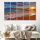 Beach Sunlight 5 Pieces B Canvas Prints Wall Art - Painting Canvas, Multi Panel, Wall Decor, Canvas Art