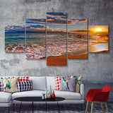 Beach Sunlight 5 Pieces Canvas Prints Wall Art - Painting Canvas, Multi Panel, Wall Decor, Canvas Art