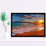 Beach Sunlight Framed Art Prints Wall Decor - Painting Prints, Wall Art, Framed Picture, Black Frame