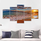 Beach Sunlight 5 Pieces Canvas Prints Wall Art - Painting Canvas, Multi Panel, Wall Decor, Canvas Art