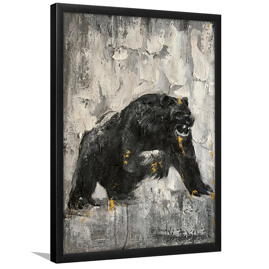 Bear Abstract Painting Black And White Framed Art Prints Wall Decor - Painting Prints, Wall Art, Framed Picture