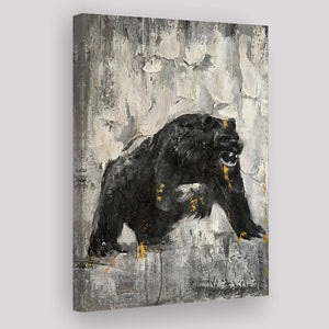 Bear Abstract Painting Black And White Canvas Prints Wall Art - Painting Canvas, Art Prints, Wall Decor