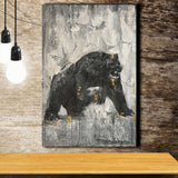 Bear Abstract Painting Black And White Canvas Prints Wall Art - Painting Canvas, Art Prints, Wall Decor