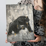 Bear Abstract Painting Black And White Canvas Prints Wall Art - Painting Canvas, Art Prints, Wall Decor
