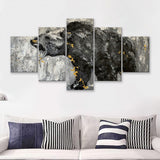 Bear Abstract Painting 5 Pieces Canvas Prints Wall Art - Painting Canvas, Multi Panel