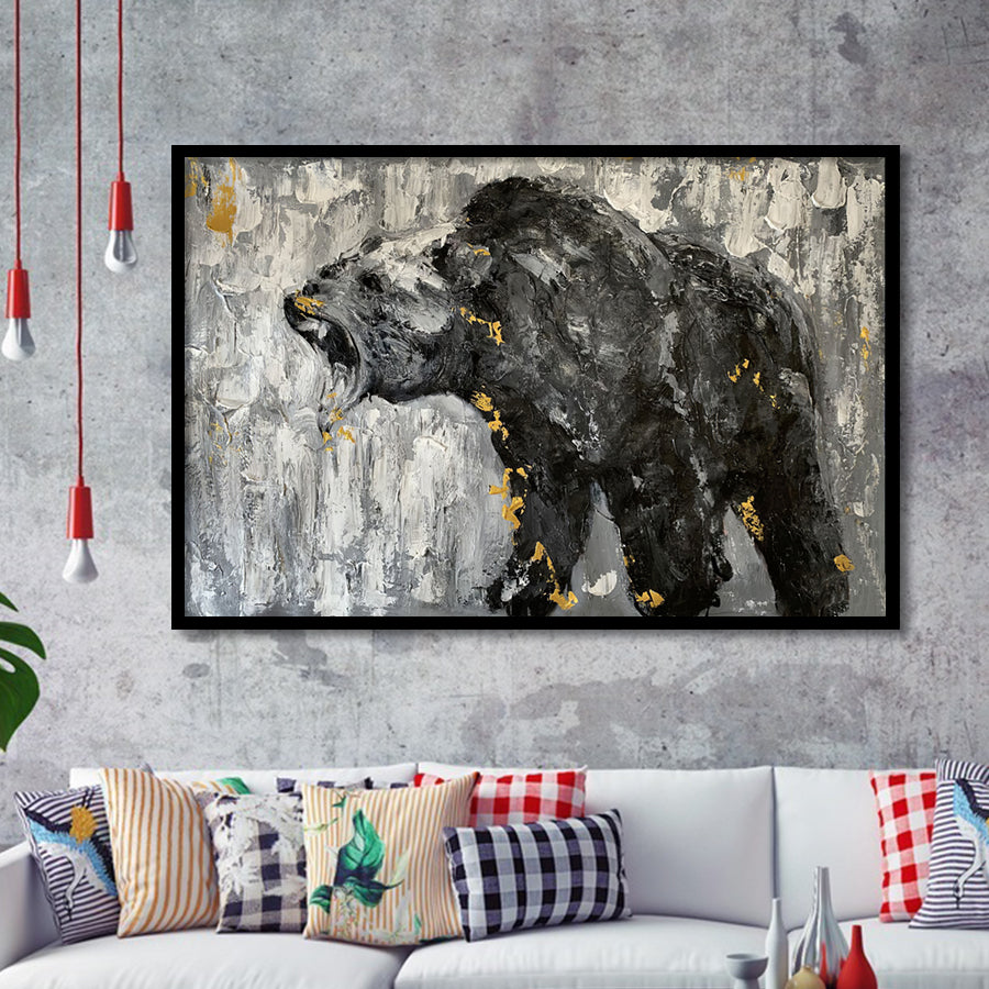 Bear Abstract Painting Framed Art Prints Wall Art Decor - Painting Prints, Framed Picture