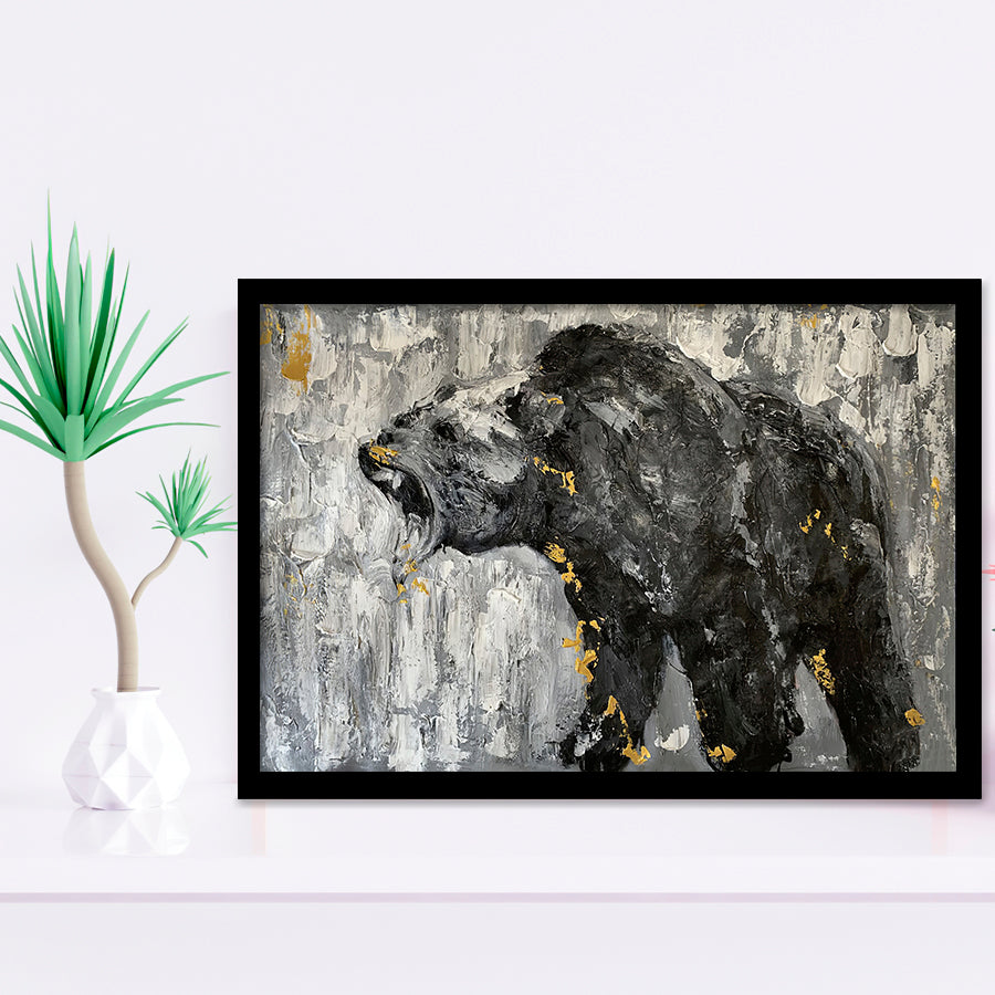 Bear Abstract Painting Framed Art Prints Wall Art Decor - Painting Prints, Framed Picture