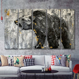 Bear Abstract Painting 5 Pieces B Canvas Prints Wall Art - Painting Canvas, Multi Panel