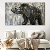 Bear Abstract Painting 5 Pieces B Canvas Prints Wall Art - Painting Canvas, Multi Panel