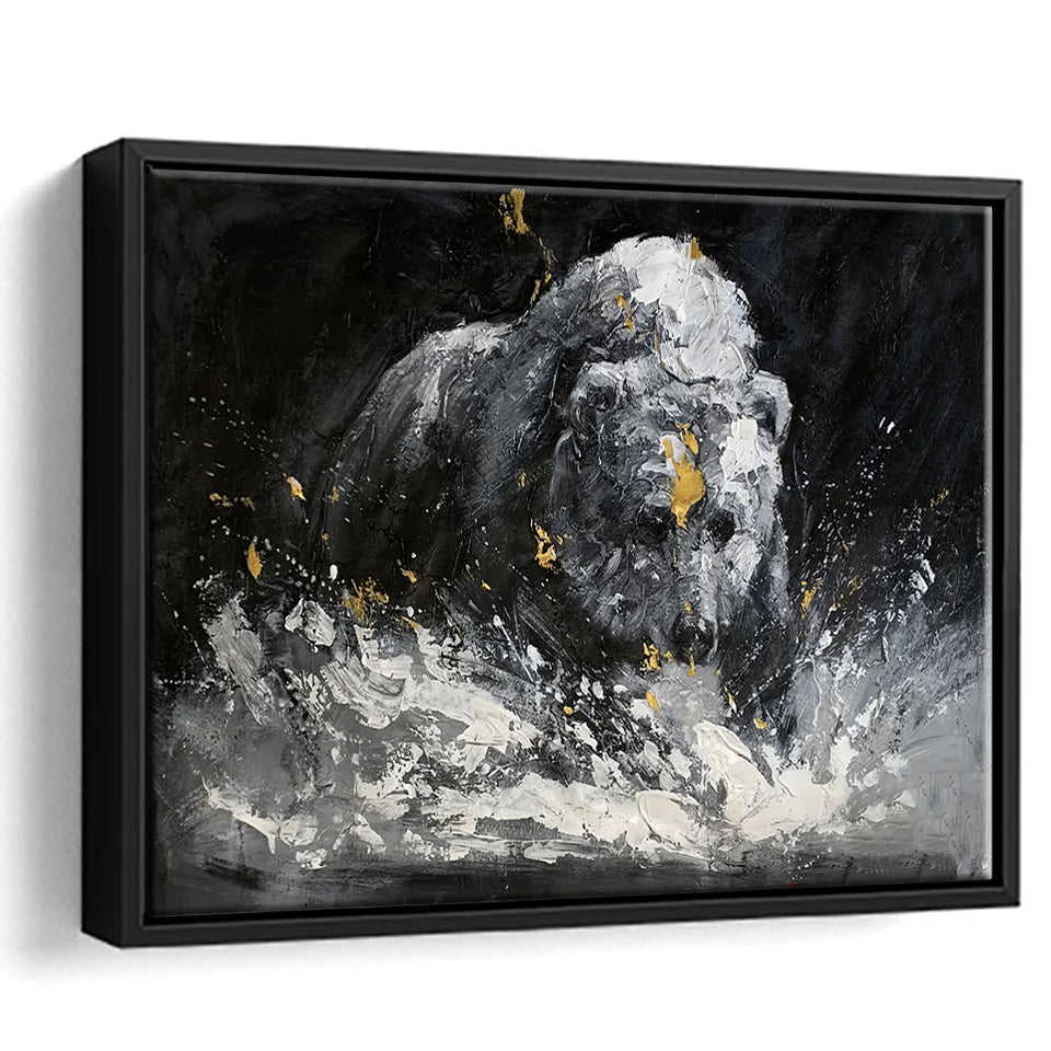 Bear Painting On Canvas Abstract Framed Canvas Prints Wall Art - Painting Canvas, Floating Frame, Wall Decor