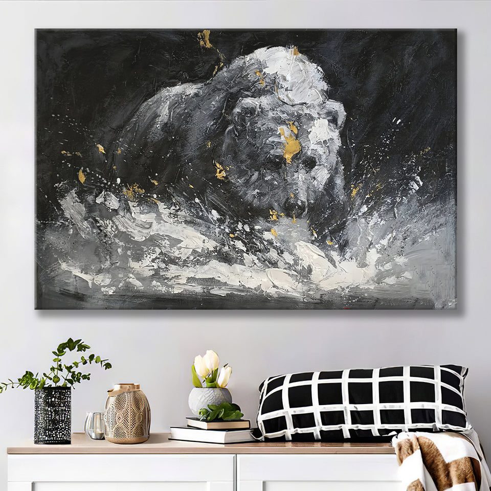 Bear Painting On Canvas Abstract Canvas Prints Wall Art - Painting Canvas, Art Prints, Wall Decor