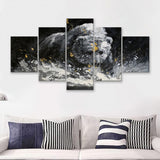 Bear Painting On Canvas Abstract 5 Pieces Canvas Prints Wall Art - Painting Canvas, Multi Panel