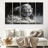 Bear Painting On Canvas Abstract 5 Pieces B Canvas Prints Wall Art - Painting Canvas, Multi Panel