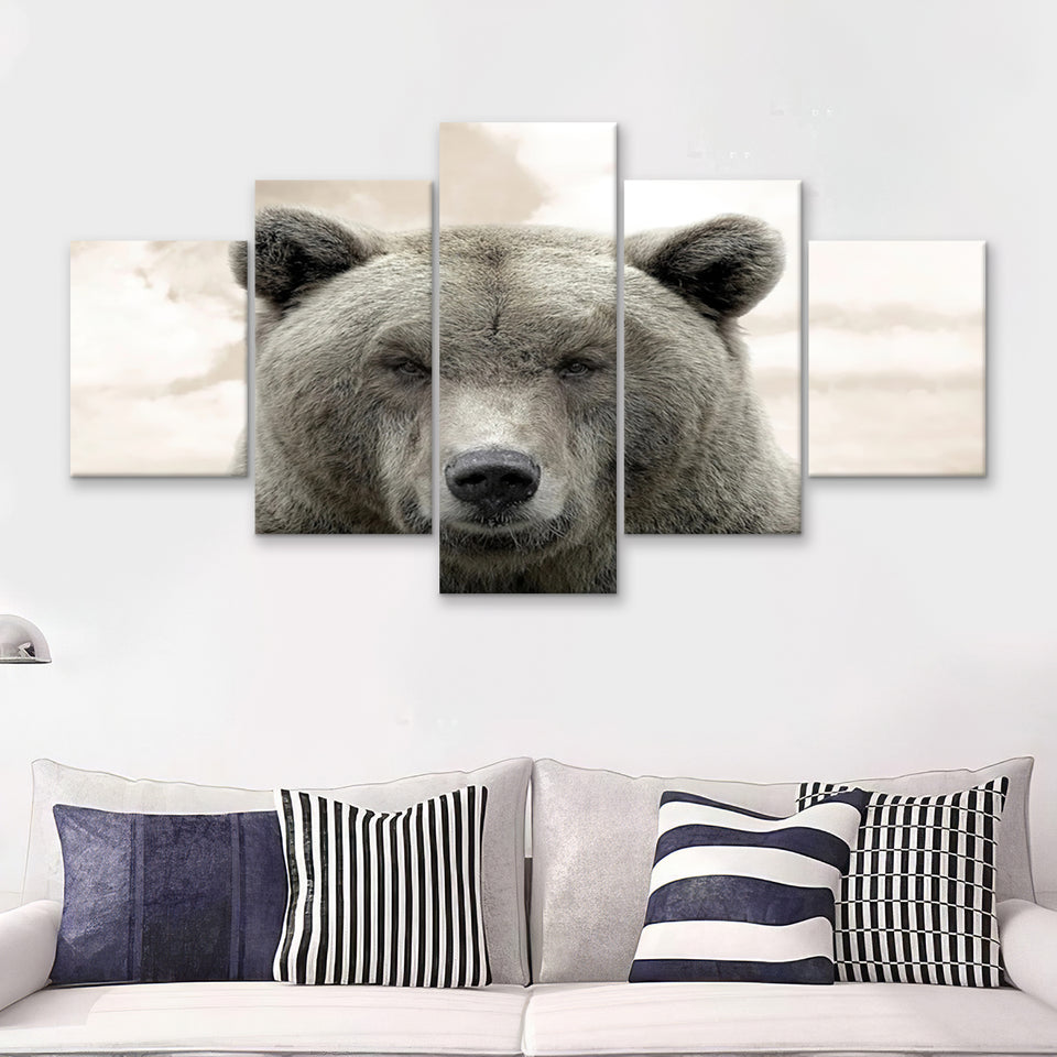 Bear Portrait 5 Pieces Canvas Prints Wall Art - Painting Canvas, Multi Panel