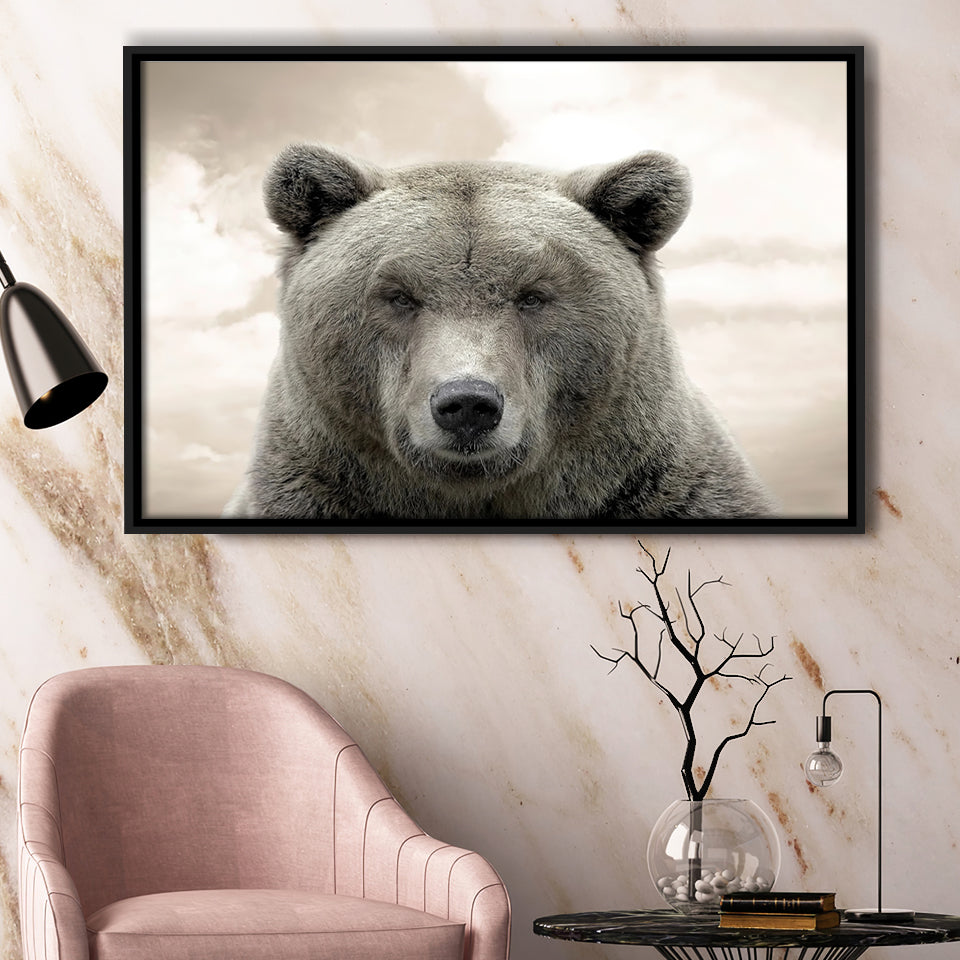 Bear Portrait Framed Canvas Prints Wall Art - Painting Canvas, Floating Frame, Wall Decor