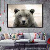 Bear Portrait Framed Canvas Prints Wall Art - Painting Canvas, Floating Frame, Wall Decor