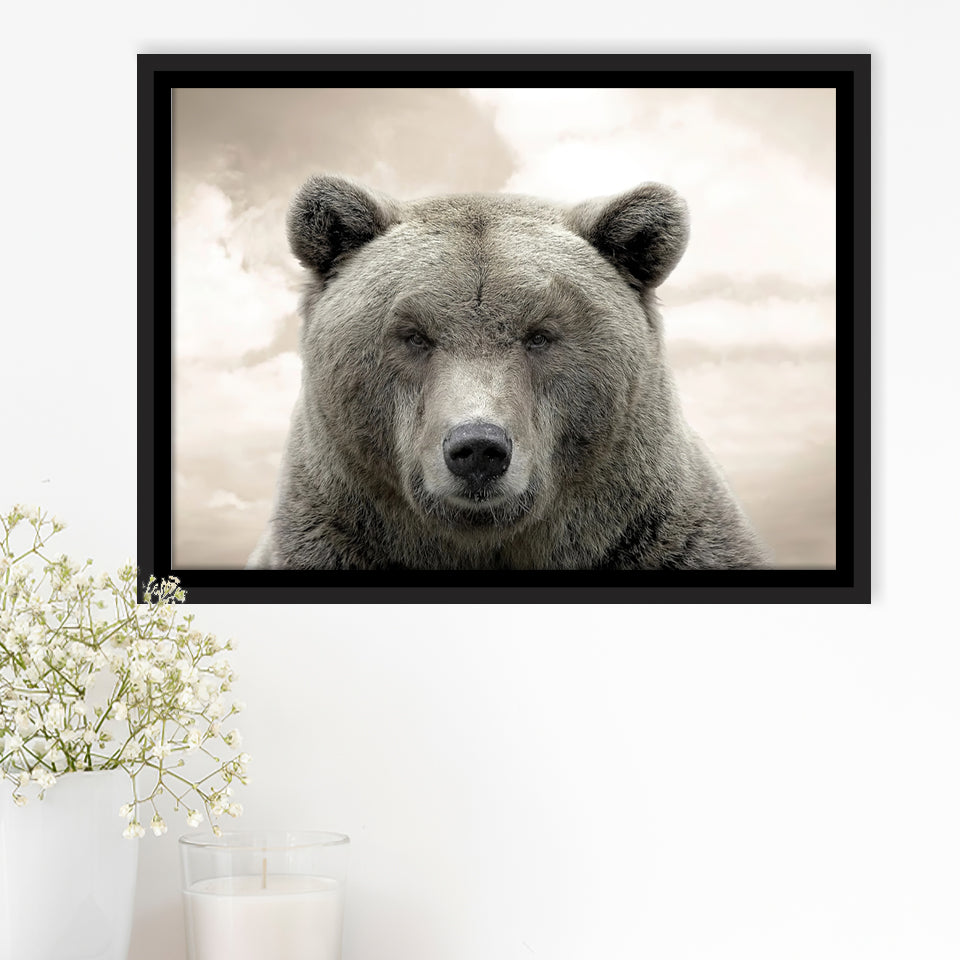 Bear Portrait Framed Canvas Prints Wall Art - Painting Canvas, Floating Frame, Wall Decor