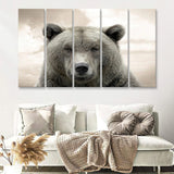 Bear Portrait 5 Pieces B Canvas Prints Wall Art - Painting Canvas, Multi Panel