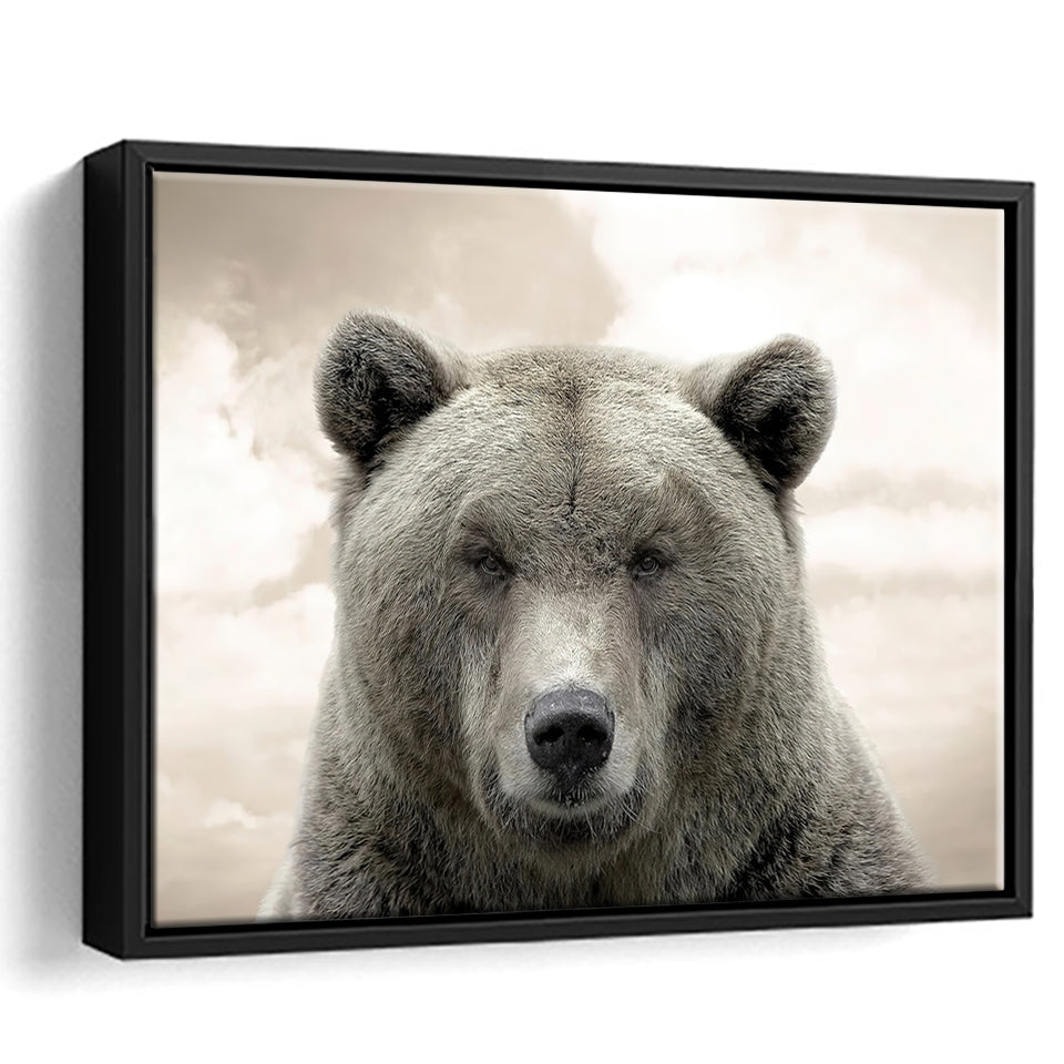 Bear Portrait Framed Canvas Prints Wall Art - Painting Canvas, Floating Frame, Wall Decor
