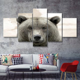 Bear Portrait 5 Pieces Canvas Prints Wall Art - Painting Canvas, Multi Panel