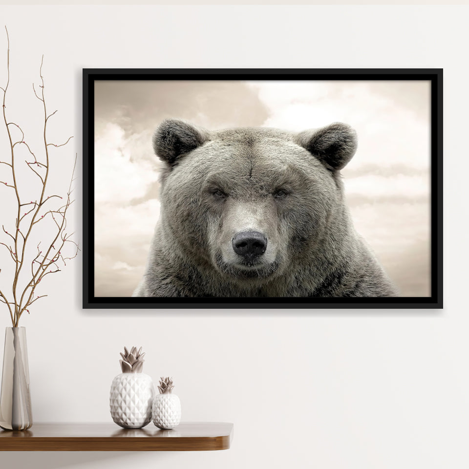 Bear Portrait Framed Canvas Prints Wall Art - Painting Canvas, Floating Frame, Wall Decor